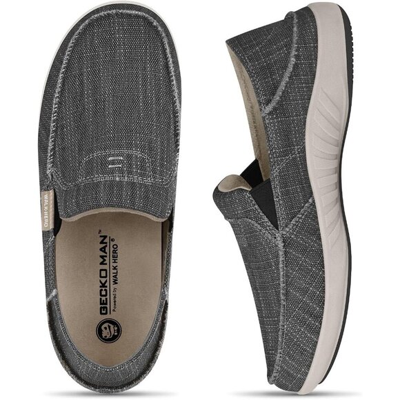 〽️Closed Toe Loafers Sneakers Men\'s Black Canvas Slip On Orthopedic Lightweight main image 2